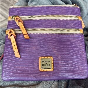 Dooney & Bourke Triple Zip Crossbody Bag Purple grain purse handbag
